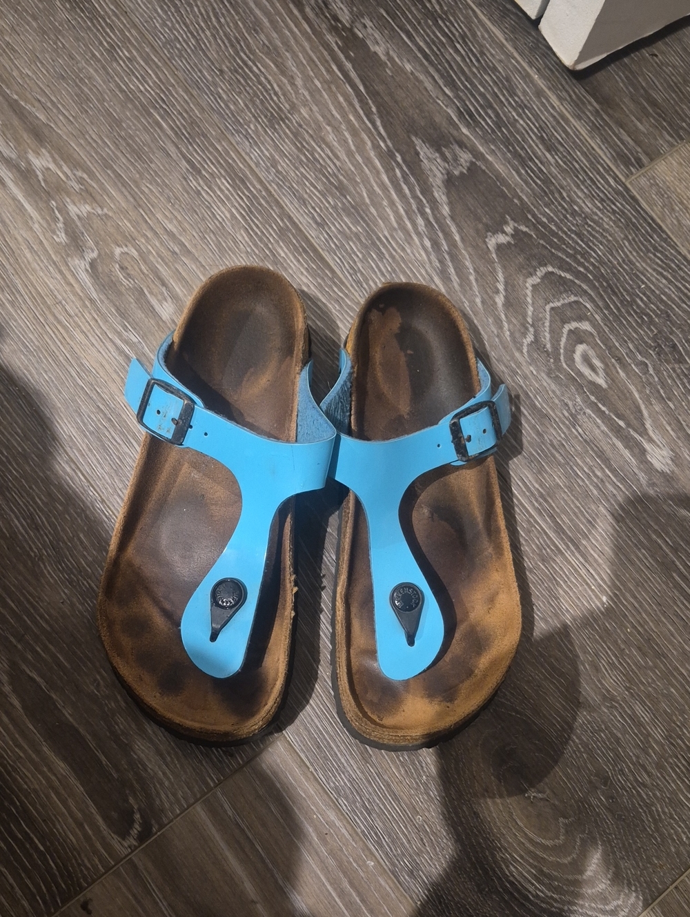 birkenstoch women Blue Turquoise Toe-Post Sandals with Adjustable Buckle37 Eu